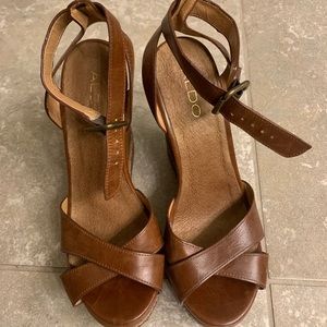 Aldo Wedge Leather Sandals